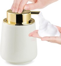 Modern Foam Soap Dispenser for Bathroom, Chic Ceramic Bottle, Gold Soap WHITE