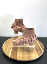 Jeffrey Campbell Women Peach Suede Ankle Boots UK Size 5 EU 38 Ruffle Zip Up