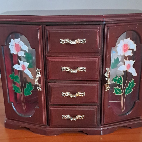Brown floral jewellery box - floral,
