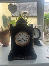 Outstanding Antique French slate and marble Chiming Mantle Clock in FWO