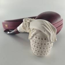 9MM Filtered bowl in hand intricate design block meerschaum pipe handmade CPW24