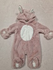 NEXT Baby Pink Snowsuit 0-3 Months With Detatchable Mittens Press Stud Fastening