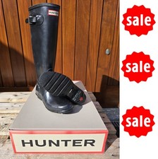 Hunter Wellies Ladies Hunter Original Gloss Tall Wellington Boots Black UK 5