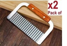 2PCS Stainless Steel Potato Crinkle Cutter Chipper Dough Vegetable Wavy Chopper