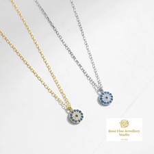 Sterling Silver Evil Eye Necklace – Dainty Protection Jewellery, Unique Gift for