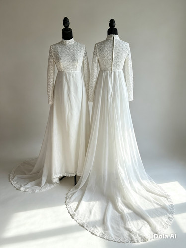 Vintage wedding gown - gown, white