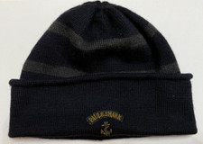 Paul and Shark Bretagne Navy Blue and Grey, 100% Wool Knit Beanie Hat.