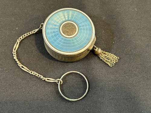 Antique blue guilloche enamel - blue,