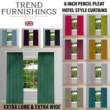 Bay Window Extra Wide Extra Long Large Window Pair  of Curtains 6" PENCIL PLEAT