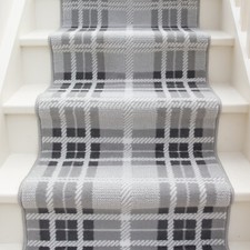 Long Classic Tartan Grey Stair Carpet Hallway Runner Stairway Hall Runner Rug