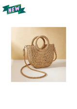 Women Boho Woven Handbag Summer Beach Tote Straw Bag Round Rattan Shoulder AF UK