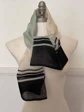 NEISHA CROSSLAND Green Black Silk Chiffon Short Rectangle Scarf 