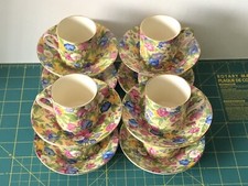 SET of 8 Royal Winton Grimwades England SWEET PEA Demitasse DEMI Cup & Saucer