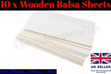 10 x Wooden Model Balsa Wood Sheets 200mmx100mmx1mm Craft Hobby Ship Aircraft