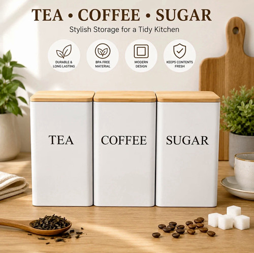 Tea coffee sugar canisters - tea,