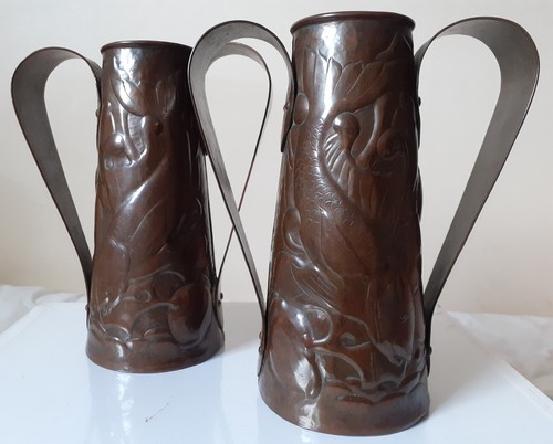 Pair rare newlyn copper - pair, of