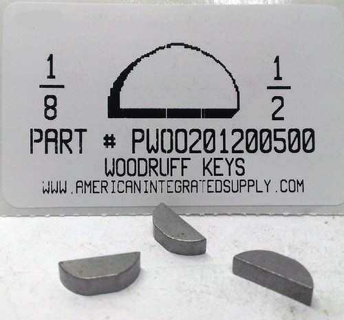 8x1 woodruff keys steel - #3, 1/8x1/2