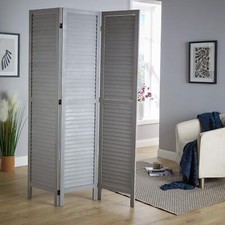 Wooden Room Divider Distressed Grey Slat Privacy Screen Bedroom Fully Assembled