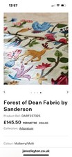 2x Sanderson Forest of Dean Embroidered Fabric Remnants- 64cmX80cm & 25cmX140cm 