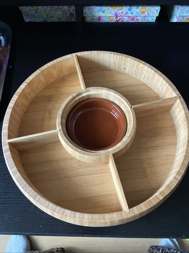 Wooden lazy susan 34cm 4parts - wooden,