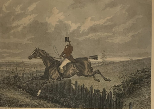 Fox hunting clearing the fence - hunting,