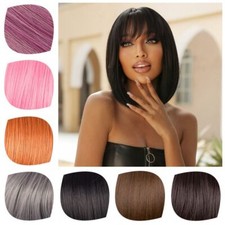 Synthetic Wig with Bangs Short Straight Bob Hair Wig Cosplay Daily Hair