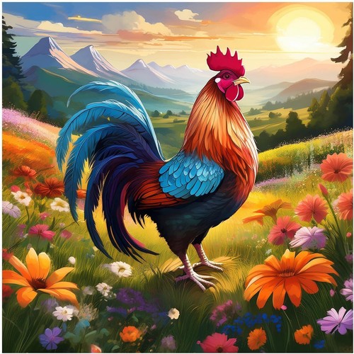 Tile mural farm rooster - tile,