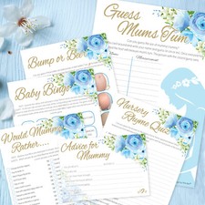 Floral blue baby shower - floral,