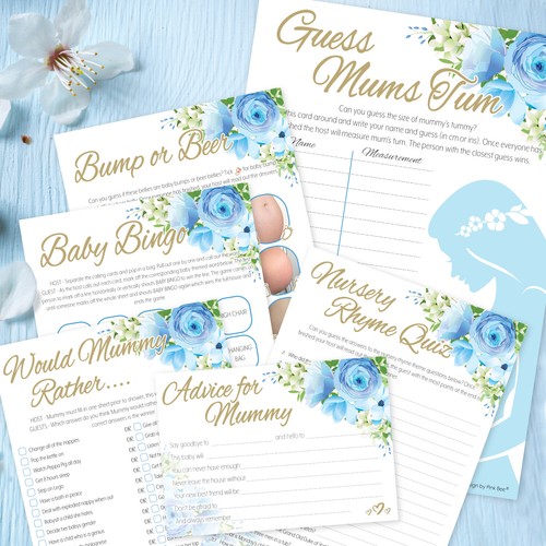 Floral blue baby shower - baby,
