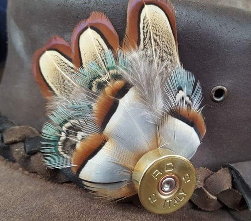 Handmade feather hat - handmade, pin