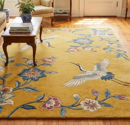 Hand tufted golden - golden, wool
