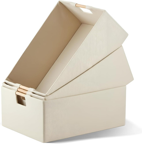 Beige fabric storage bins - beige,
