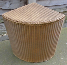 Vintage Lloyd Loom Gold Lusty Corner Laundry Basket 54 cm High With Hinged Lid