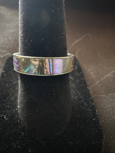 Vtg silver toned abalone - silver, inlay
