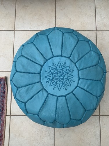 Moroccan turquoise blue - blue, pouffe
