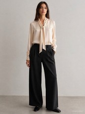 F&F Cream Satin Pussybow