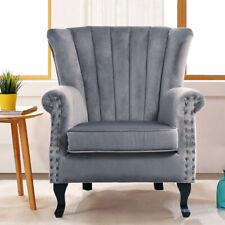 Grey Wing Velvet Armchair