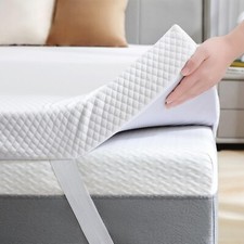 Orthopedic Memory Foam Mattress Topper with Fitting Straps|Quilted Hypoallergeni