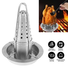 Stainless Steel Vertical BBQ Beer Can Chicken Roaster Nonstick Grill Rack Holder
