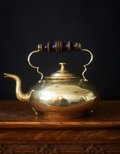 Antique Brass Kettle with Ebonised Wooden Handle c.1880 – Decorative
