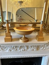 David Linley maple Pillar Candlesticks With Silver Detail On Top