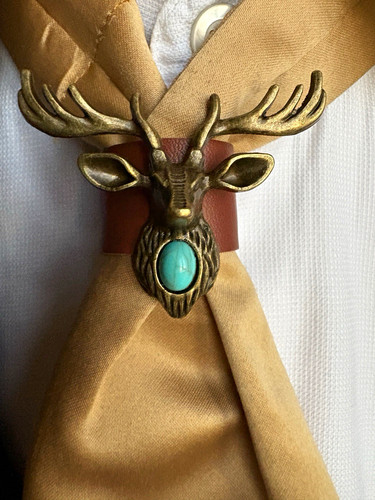 Gold tone deer - tone, tie