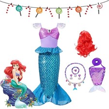 Girls Princess Ariel Little Mermaid Costume Fancy Dress Party Cosplay OutfitGift