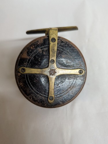 Antique wooden and brass - and,