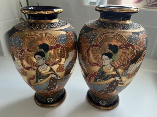 Pair blue gold satsuma - gold,