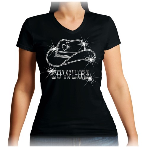 Neck cowgirl rhinestone t - cowgirl,