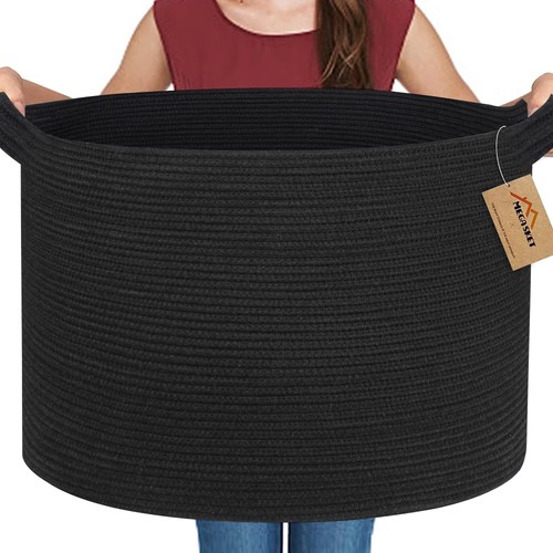 Large black blanket basket - black,
