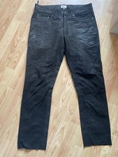 Real Leather Jeans Biker Black