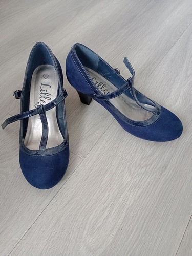 Lilley navy mid heel - mary, jane