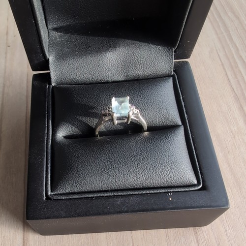 Aquamarine and diamond - , ring